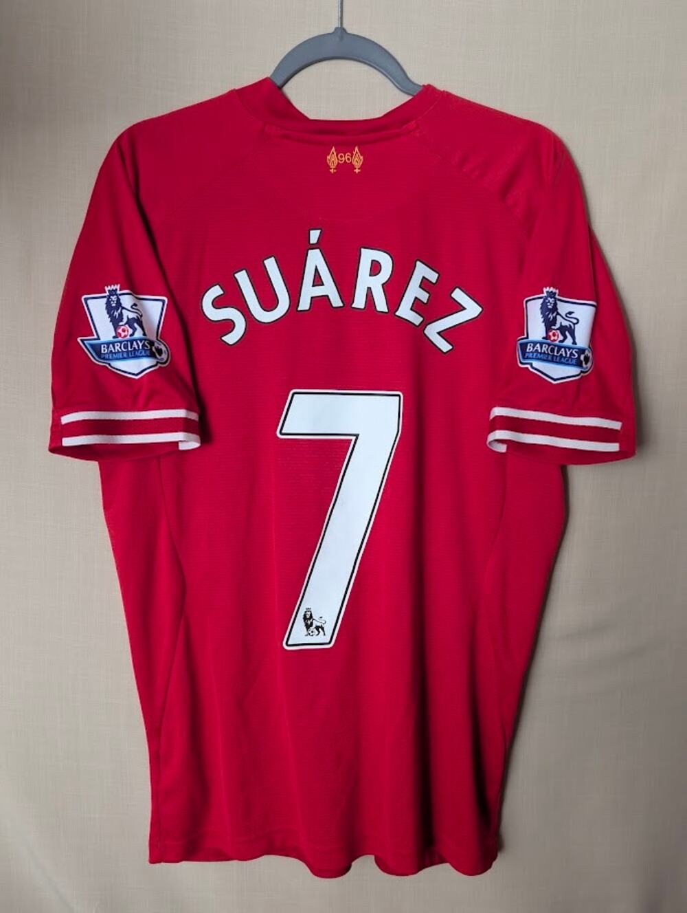 Liverpool 2013-14 Luis Suarez Home Jersey Mens Large Warrior EPL